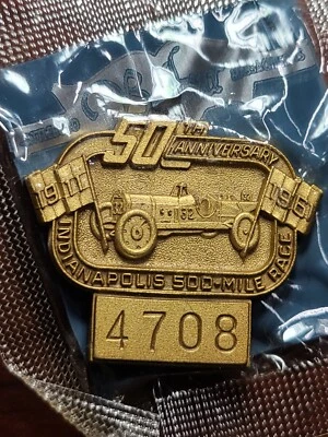 1961 Indianapolis 500 Bonze Pit Badge Pass Pin #4708 NEW! Unopened - Image 1 of 4