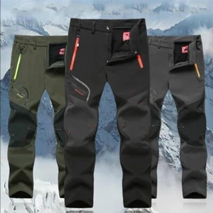 Men Hiking Outdoor Trousers Fleece Lined Cargo Work Pants Winter Ski Snow Warm - Picture 1 of 20