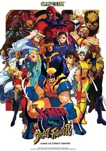 Póster publicitario promocional brillante de X-Men Vs Street Fighter Capcom Arcade sin marco A0821 - Imagen 1 de 6
