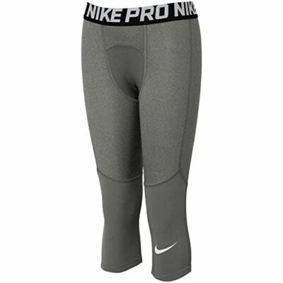 NEW WITH TAGS NIKE JUNIOR 3/4 COMPRESSION TIGHTS CARBON/WHITE L XL (BV3506-091) - Image 1 of 3