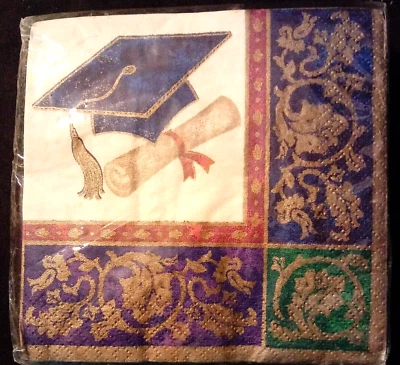 Vintage Small Bar Beverage Graduation Napkins - Congrats Grad, Graduate, Diploma - Image 1 of 4