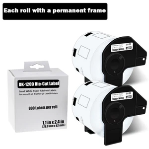 2 rotoli etichette per indirizzi bianche DK1209 adatte per Brother DK-1209 QL-720NW con 2 cornici - Foto 1 di 11
