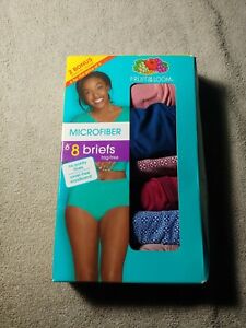 Ladies Fruit of The Loom Bonus 8 Pack Microfiber Briefs Size 5 - NIP