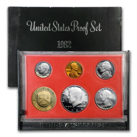 1982 S US Mint 5 Coin Proof Set Original Box Cover