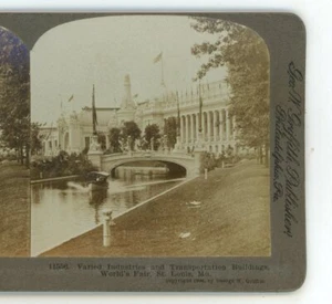 Industrias y Transporte Bldgs Feria Mundial de San Luis 1904 Griffith Stereoview - Imagen 1 de 3