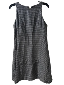 Amanda Uprichard Shiny Metallic Silver Striped Shift Cocktail Dress Sz M A000087 - Picture 1 of 5