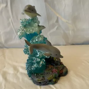 Delfin Figur Statue grau blau Ozean Welle Deko - Bild 1 von 11