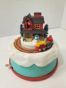 Vtg Enesco Musical Motion Lighted House With Train Christmas Decoration With Box - Picture 1 of 7