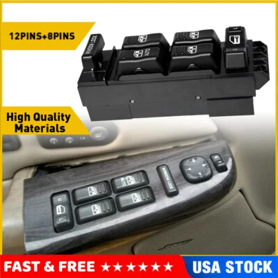 Interruptor de control maestro de ventana eléctrica del lado del conductor delantero para 01-02 Silverado Sierra Foto 1 de 4