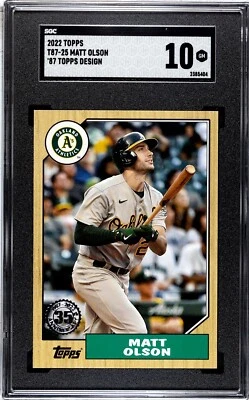 2022 Topps T87-25 Matt Olson '87 Topps Design SGC 10 GEM MINT - Image 1 of 2
