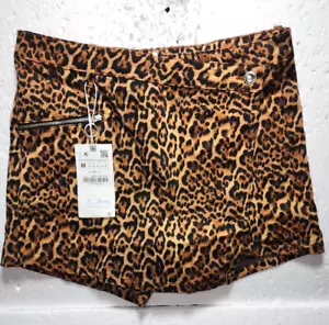 Zara Short Womens Size 28 Animal Leopard Print Zip Front Cover Pocket - Picture 1 of 16