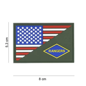 3 -D PVC Aufnäher  Rangers  Airborne half-Flag  ca  5,3 x 8 cm mit Klett  - Picture 1 of 1
