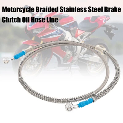 Tubo de manguera de aceite de freno de motocicleta 120 cm/47" acero inoxidable trenzado universal ~ Foto 1 de 4