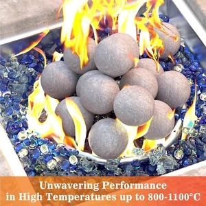 3" Grey Round Ceramic Fire Balls for Fire Pit for Natural or Propane Fireplace - Picture 1 of 6