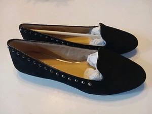 NIB Antonio Melani Mack Ballet Flat Loafer Black Suede Studs Women's Sz 8 $79 - Picture 1 of 4