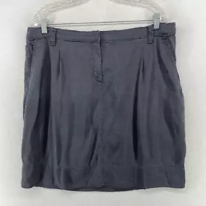EILEEN FISHER Skirt 14 Linen Viscose Stretch Pencil Straight Pleat Gray - Picture 1 of 10
