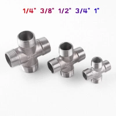 BSP Equal Cross Pipe Fittings 4 Way Equal Cross Fittings 1/4" 3/8" 1/2" 3/4" 1" - Image 1 of 3