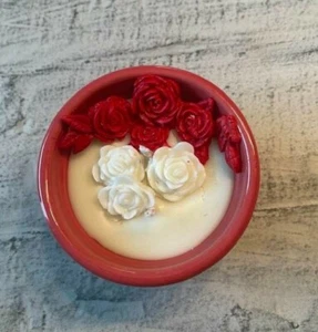 100% Beeswax Novelty Container Candle - Spring Sunshine Scent - 6 oz. Red Floral - Picture 1 of 5
