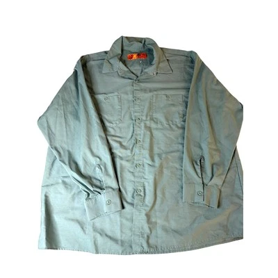 Camisa de Trabajo Red Kap Para Hombres 3XL Verde Sólido 2 Bolsillos Uniforme Industrial Manga Larga Foto 1 de 4