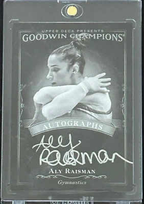 2016 Goodwin Champions Aly Raisman preto e branco com tinta prata autógrafo - Imagem 1 de 2