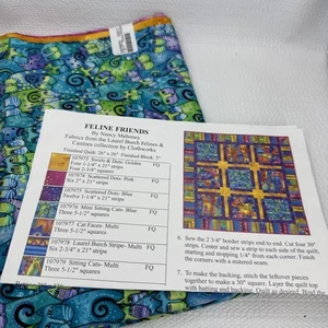 Connecting Threads Feline Friends Laurel Burch Quilt Pattern Kit 26"x26" - Picture 1 of 10