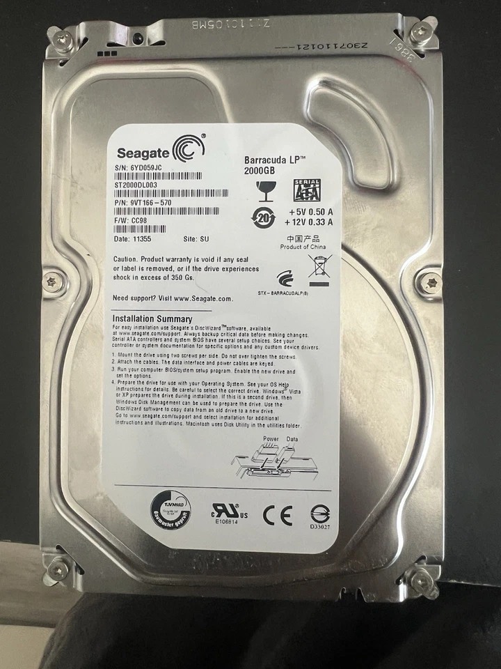 Seagate Barracuda Green 2TB 3.5" SATA HDD 5900RPM 64MB cache (ST2000DL003) - Image 1 of 1