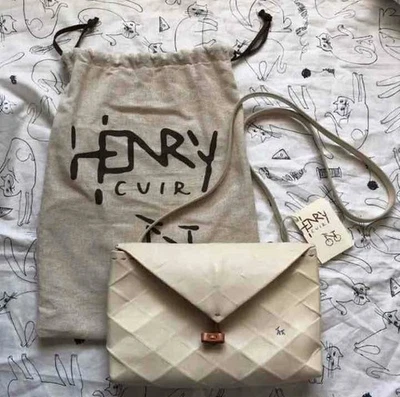 Bolso de Hombro Henry Cuir Usado Bolso de Mujer H 15cm W 25cm D 4cm Talla Marfil Raro Foto 1 de 4