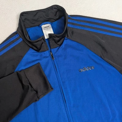NUEVA Chaqueta Adidas Para Hombre Talla XL Negra Azul Cremallera Completa Chaqueta de Pista Climalite Foto 1 de 4