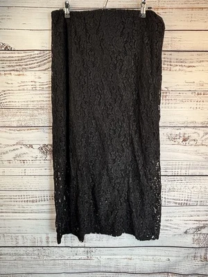 Винтажная кружевная макси-юбка Y2K черная XL прямая наполовину с подкладкой фея готическая прихоть ведьма - Изображение 1 из 4