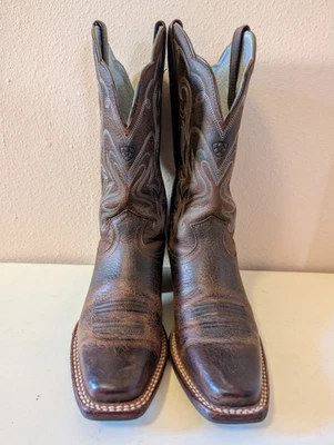 Ariat 女式圆头牛仔靴 6.5 B 码棕色皮革 10014172 — 第 1/4 张图片