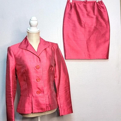 Conjunto de traje falda mezcla seda rosa malva Lafayette 148 New York TALLA 6 Foto 1 de 4