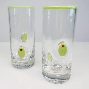 Anthropologie Dupe Green Olive Shot Glasses Cocktail Barware Bar Cart SET OF 2 - Picture 1 of 4