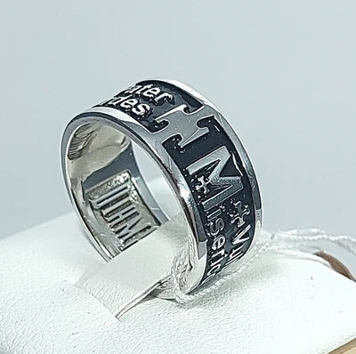 Anello Argento 925 Fascia  Giubileo  Misericordia Padre Nostro  Diamante ct 0.01 - Immagine 1 di 4