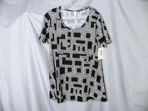 LuLaRoe Retro 90s Print Geometric Black White Perfect T XXS NWT t - Picture 1 of 6