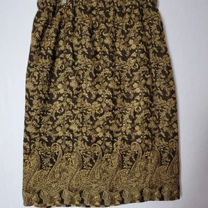 VTG Sag Harbor Womens Midi Skirt Faux Wrap Sz 2XL Brown & Gold Brocade Holiday - Picture 1 of 12