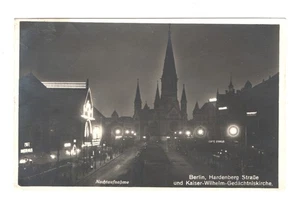 2090 Deutschland Berlin bei Nacht Hardenberg Straße und Kirche Postkarte 1927 - Bild 1 von 2