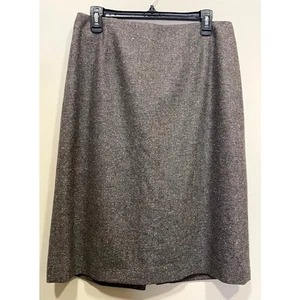 Vintage Pendleton Wool Silk Blend Brown Tweed Pencil Lined Skirt Women's Sz 12 - Picture 1 of 8