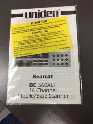 UNIDEN Bearcat BC560XLT, Instruction Manual, NEW - Image 1 of 2