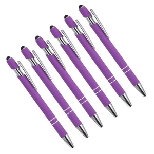6 Pcs Ballpoint Pen with Stylus Tip, 2 in 1 Black Ink 1.0mm Style 1 (Purple) - Picture 1 of 5