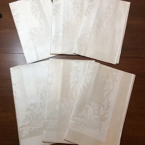 Set 6 VTG Irish Linen Damask Napkins Marshall Field & Co New Old Stock With Tags - Picture 1 of 9