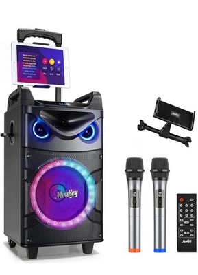 Moukey MTs10-2 Karaoke Trolley Speaker 10" BLUETOOTH SPEAKER + 2 MICROPHONES NWB - Image 1 of 4