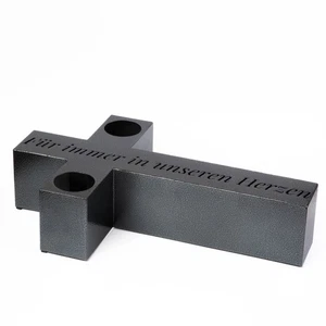 Große Grablicht Kreuz Deko 50 x 30 cm Marmor - Aufschrift Fur Immer in unseren - Bild 1 von 4