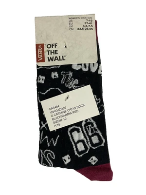 Vans off the wall Women's Black/Rumba Red Carmine Crew Socks 1-Pair Size 7-10 - Image 1 of 4