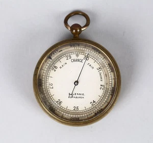 Ende 19. Jahrhundert E. Lennie Edinburgh Taschenbarometer im original Lederetui - Bild 1 von 4