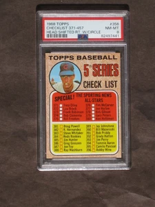 1968 Topps Checklist # 356 ERROR VARIATION Head Shifted RT in Circle PSA 8 NM-MT - Picture 1 of 3