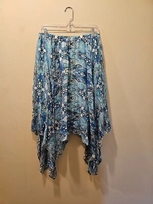 NWT Women's Doncaster Silk Handkerchief Skirt Size 10 Blue Paisley/Hearts - Image 1 of 4