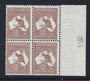 1923 AUSTRALIA, No. 73 6d. kangaroo QUARTINA EDGE DI SHEET MNH/** - Picture 1 of 1