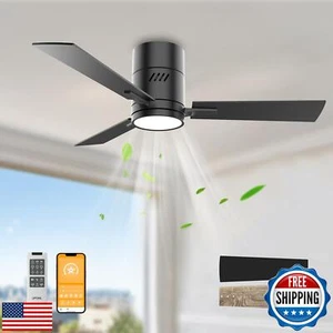 OPONL Black 42 inch Ceiling Fan with Light, Remote Control, Flush Mount, Nois - Picture 1 of 5