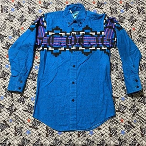 Roper Western Cowboy Boy's M Shirt Blue Long Sleeve Button Up - Picture 1 of 5