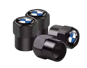 Ventilkappe Alu Abdeckung für BMW Auto Rad Felge Reifen Schwarz - Picture 1 of 2
